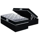 Cama Box Baú Solteiro: Colchão D33prodormir Tech1500 Double Face + Base Crc Suede Black