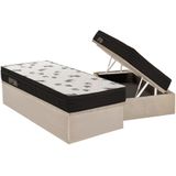 Cama Box Baú Solteiro: Colchão Ortobom Ligh Saúde Ortopillow + Base Crc Suede Clean(88x188)