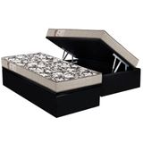 Cama Box Baú Solteiro: Colchão Espuma Ortobom D26 + Base Crc Suede Black(88x188)