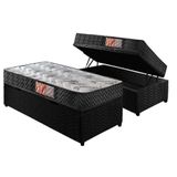 Cama Box Baú Solteiro: Colchão Espuma D33 Paropas Pasquale + Base Crc Suede Black(88x188)