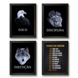 Kit 4 Quadros Motivacionais Para Empresa 24x18cm - Com Vidro