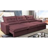 Sofá Retrátil E Reclinável 3,82m Com Molas Ensacadas Cama Inbox Soft Tecido Suede Velusoft Vinho