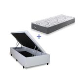 Cama Box Com Baú Solteiro 88x188 + Colchão Adapto Molas Ensacadas Ecoflex Courino Linho