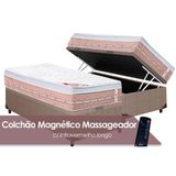 Cama Box Baú Solteiro: Colchão Massagem Magnético Premium + Base Crc Courano Clean(88x188)