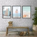 Kit 3 Quadros Decorativos Praia Relax 24x18cm - Vidro