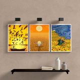 Kit 3 Quadros Decorativos Van Gogh 45x34cm Moldura Preta