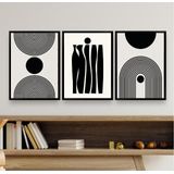 Kit 3 Quadros Decorativos 24x18cm Vidro Moldura Preta