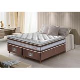 Conjunto Cama Box Queen De Molas Ensacadas D33 Com Pillow Top Cama Inbox Select 158x198x71 Café