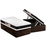 Cama Box Baú Solteiro: Colchão Black E White Air Double Face + Base Crc Suede Brown(88x188)