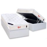 Cama Box Baú Solteiro: Colchão Vitagel + Base Crc Courano White(88x188)