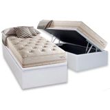 Cama Box Baú Solteiro: Colchão Molas Herval Maxspring Scotland + Base Crc Courano White(88x188)