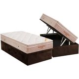 Cama Box Baú Solteiro: Colchão Espuma Ortobom D33 Apollo Viscomemory + Base Crc Suede Brown