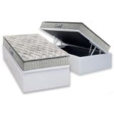 Cama Box Baú Solteiro: Colchão Espuma Anjos D33 Orthosono Pillow Top + Base Crc Courano White