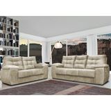 Conjunto Sofá Luxemburgo 3 E 2 Lugares 1,52m E 2,02m Suede Bege