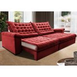 Sofá Retrátil E Reclinável 2,95m Molas Ensacadas Cama Inbox Big Space Com Bordado Velusoft Vermelho