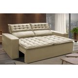 Sofá 3 Lugares Retrátil E Reclinável Cama Inbox Slim 1,80m Velusoft Bege