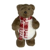 Enfeite Natalino Urso De Pelúcia Marrom Com Cachecol Vermelho 37 Cm