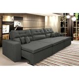 Sofá Cairo 4,12m Retrátil, Reclinável Tecido Suede Cinza