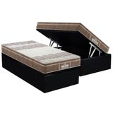 Cama Box Baú Solteiro: Colchão Anatômico Probel Ep Guarda Costas + Base Crc Suede Black