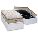 Cama Box Baú Solteiro: Colchão Guarda Costas Extreme Resistence Pillow Top + Base Crc Courano White