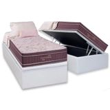 Cama Box Baú Solteiro: Colchão Molas Ensacadas Kappesberg Inverno Verão + Base Crc Courano White