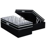 Cama Box Baú Solteiro: Colchão Prodormir Advanced Tech1500 Plus + Base Crc Suede Black