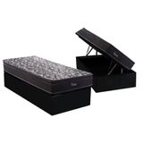 Cama Box Baú Solteiro: Colchão Molas Bonnel Herval Troya + Base Crc Suede Black(88x188)