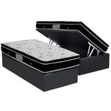 Cama Box Baú Solteiro: Colchão Molas Bonnel Ortobom Nanolastic Physical + Base Crc Suede Gray