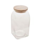 Pote De Vidro Com Tampa De Bambu 1,4 L