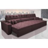 Sofá Austin 3,22m Retrátil, Reclinável Com Molas No Assento E Almofadas, Tecido Suede Vinho