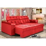 Sofá New Itália 2,52 Mts Retrátil E Reclinável Tecido Suede Vermelho - Cama Inbox