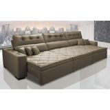 Sofá Austin 3,22m Retrátil, Reclinável Com Molas No Assento E Almofadas, Suede Castor Cama Inbox