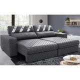 Sofá Retrátil E Reclinável 2,55m Molas Ensacada Cama Inbox Silver Style Thermogel Linho Cinza Escuro