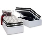 Cama Box Baú Solteiro: Colchão Molas Anjos Classic + Base Crc Courano White(88x188)