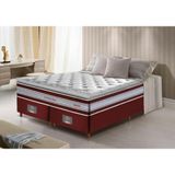 Conjunto Cama Box Queen De Molas Ensacadas D33 Com Pillow Top Cama Inbox Select 158x198x71 Vinho