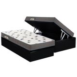 Cama Box Baú Solteiro: Colchão Espuma D33 Ortobom Light Saúde + Base Crc Courano Black(88x188)