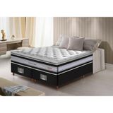 Conjunto Cama Box Queen De Molas Ensacadas D33 Com Pillow Top Cama Inbox Select 158x198x71 Preto