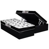 Cama Box Baú Solteiro: Colchão Espuma D45 Luckspuma Gran Luck + Base Crc Suede Black(88x188)