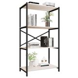 Estante Livreiro Steel 90cm Estilo Industrial Com Pés Em Aço Preto/off White Preto/off White