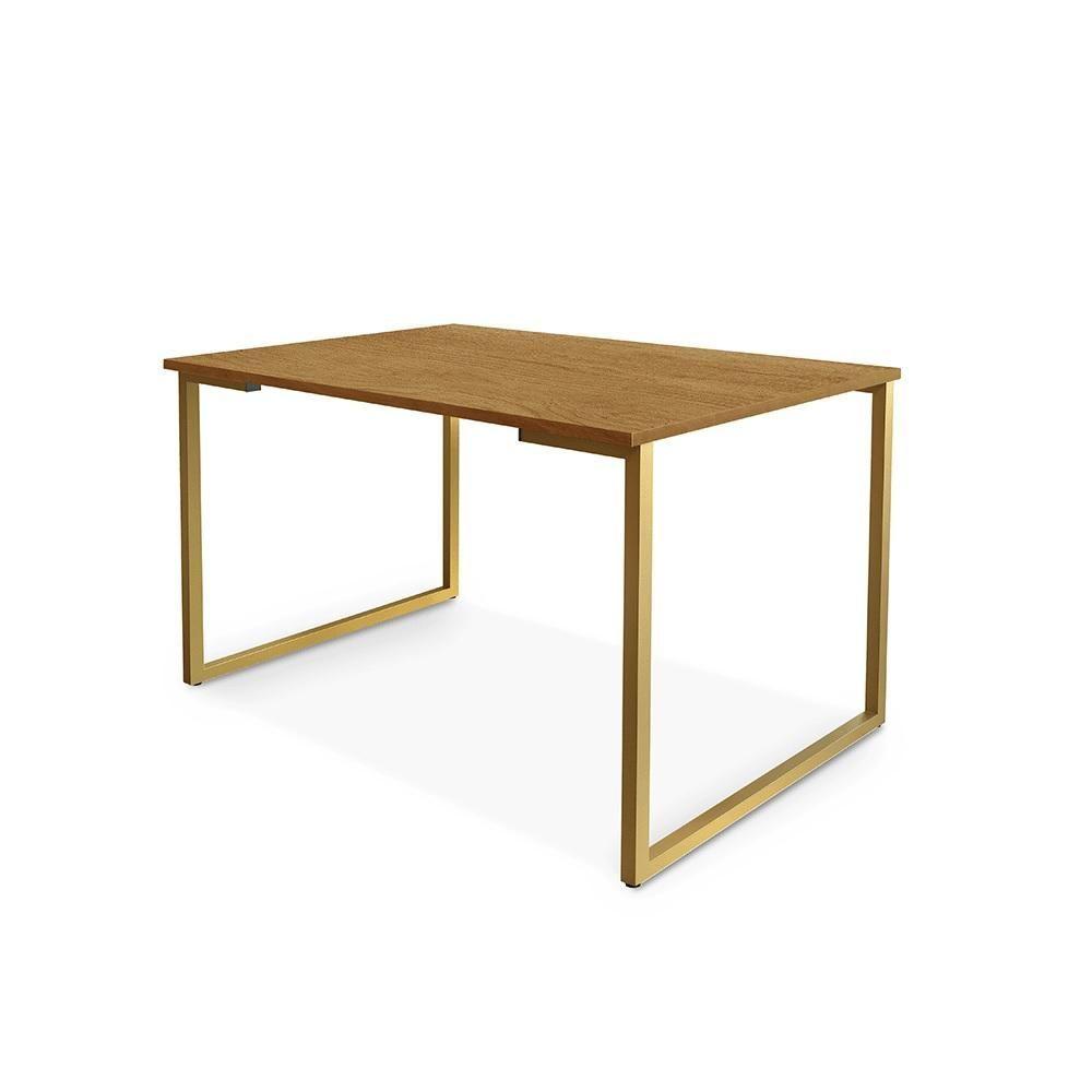 Mesa De Jantar Steel Estilo Industrial Pés De Aço 120x80cm Dourado/naturale Dourado/naturale