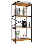 Estante Livreiro Steel 76cm Estilo Industrial Com Pés Em Aço Preto/naturale Preto/naturale