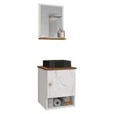 Gabinete Arm Banheiro Lima 1 Porta Com Cuba Tulipa Preta Branco/carrara/nature Branco/carrara/nature