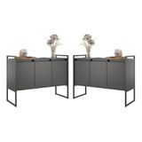 Armario Industrial 3 Portas Balso Preto Conjunto 2 Peças