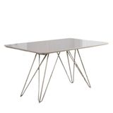 Mesa De Jantar Iris Retangular Off White 160 X 90 Cm Base Metal Champanhe