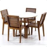 Conjunto Mesa De Jantar Redonda Branca Lara Premium 100cm Com 4 Cadeiras Isabela - Natural