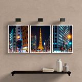Kit 3 Quadros Decorativos Noite Em Paris 45x34cm - Com Vidro