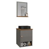 Gabinete Arm Banheiro Lima 1 Porta Com Cuba Tulipa Preta Titanium/nature Titanium/nature