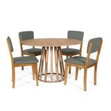 Mesa De Jantar Redonda Gabi Jade Com 4 Cadeiras Estofadas Ella Cinza