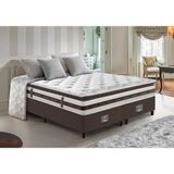 Cama Box Queen Colchão + Box 158x198 Molas Ensacadas Cama Inbox Relax Pillow Café