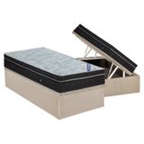 Cama Box Baú Solteiro: Colchão Molas Bonnel Ortobom Nanolastic Light + Base Crc Suede Clean(88x188)